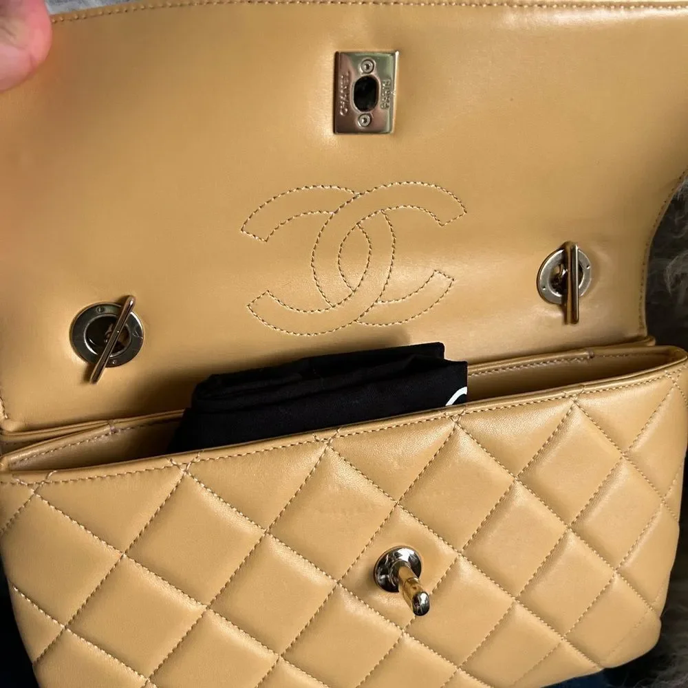 CHANEL Lambskin Quilted Medium Trendy Flap Light Yellow dustbag box
